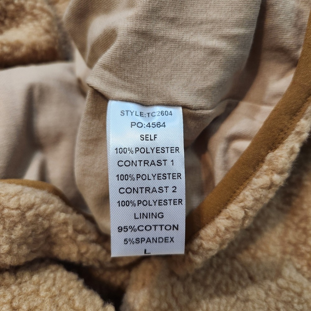 Cozy Patchwork Teddy Jacket - Tan Multi - Picture 8 of 11